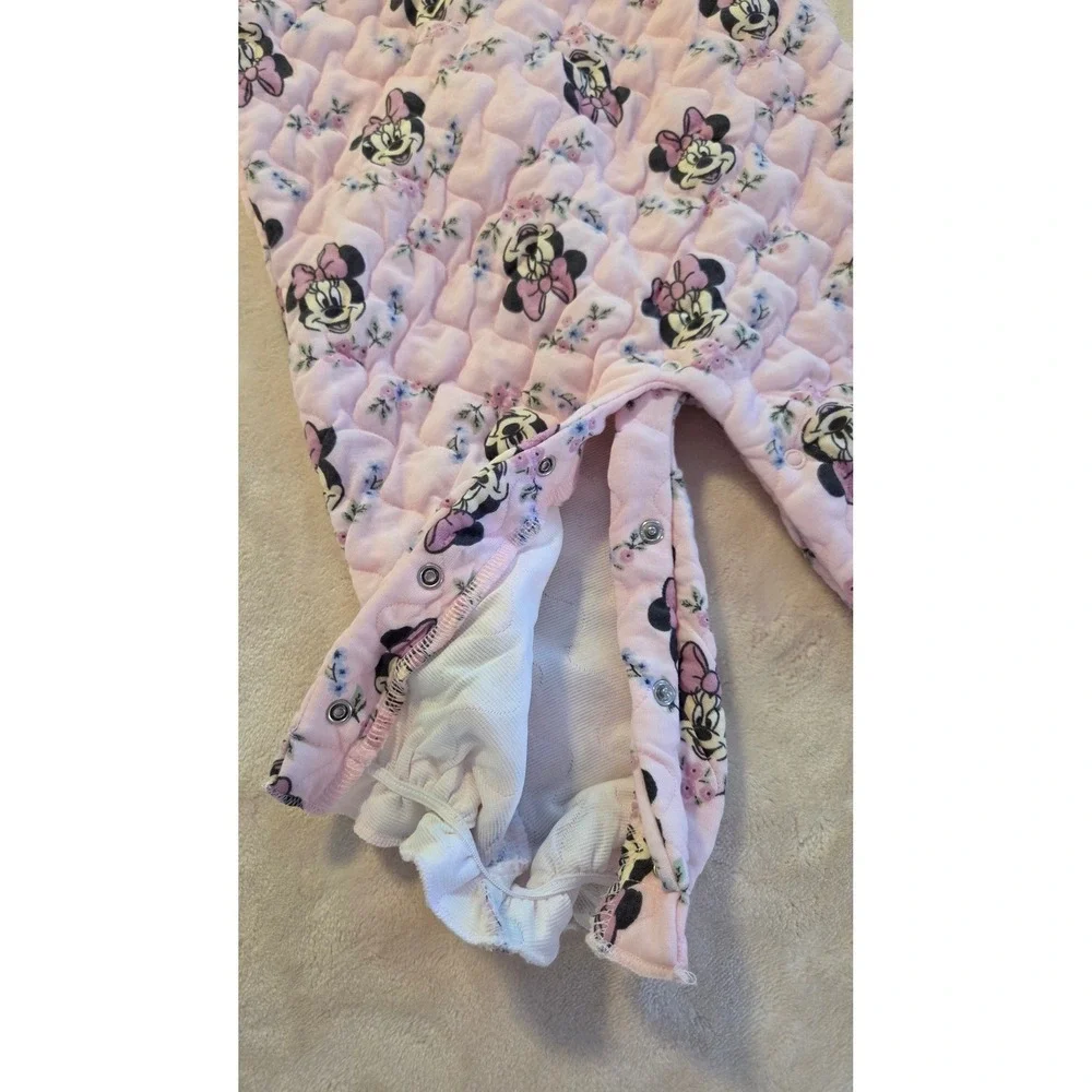 Disney Baby Minnie MouseOutfit Set‎ Pink Quilted Overalls Cotton Shirt 12M